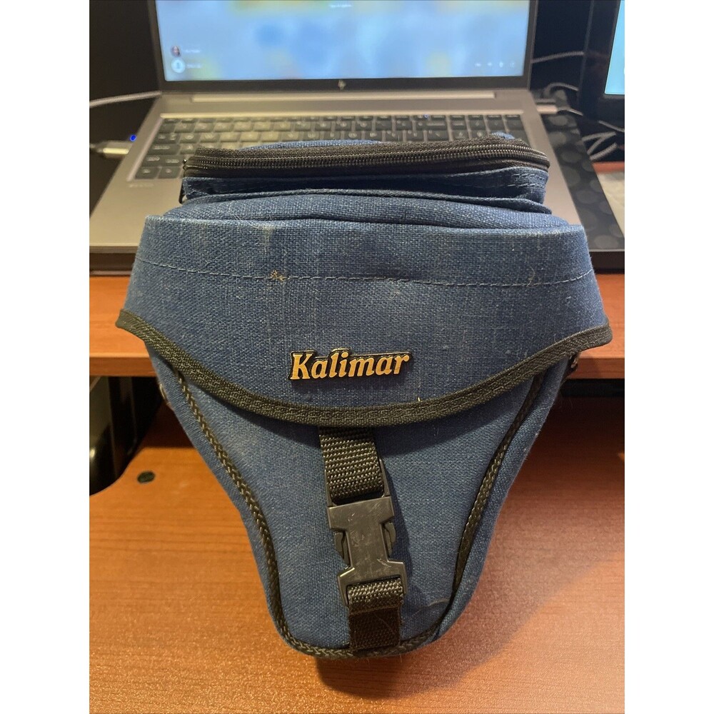Kalimar Travel Camera Case Bag Belt Loop Pocket Zipper Blue Canvas Vintage